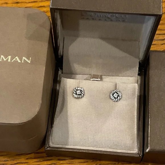 David Yurman Silver and Gold Twisted Earrings
